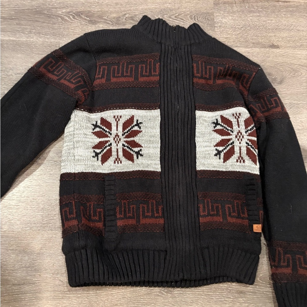 Buffalo David Bitton Black and Brown Zip-Up Sweater